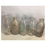 Clear One Quart Milk Bottles