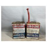 Two Gallon Lub-O-Lene Motor Oil Cans