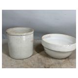 Stoneware Crock and Mixing Bowl