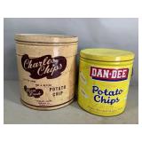 Vintage Potato Chip Tin Canisters