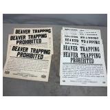 Beaver Trapping Prohibited Cardboard Signs