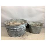 Two Round Galvanized Wash Tubs