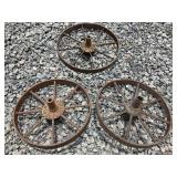 3 Cast Iron Wheelbarrow Wheels