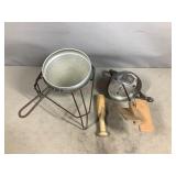 Cone Colander and Dazey Churn Top