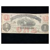1862 Civil War Era Virginia Treasury $1 Note