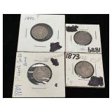 1873, 1887, 1889, 1890 Seated Liberty Dimes