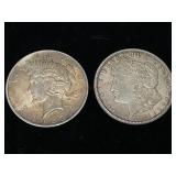Peace Dollar and Morgan Dollar Coins
