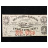 1863 The State of Alabama 25 Cent Note