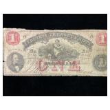 1862 Civil War Era Virginia Treasury $1 Note