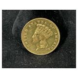 U.S. $3 Gold Indian Princess Head Coin