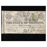 1863 State of Georgia Civil War 25-Cent Note