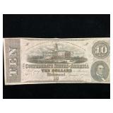 1862 Confederate States of America $10 Note