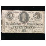 Confederate States 50 Cent Greyback Note