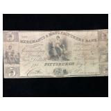 Merchants & Manufacturing Bank of PA $5 Note