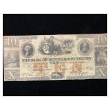 1854 Bank of Montgomery County PA $10 Note