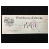 1917 Becker Brewing & Mailing Co. Utah Check
