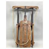 Vintage Wooden Snowbird Sled with Metal Runners