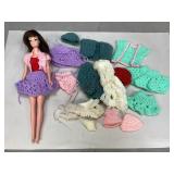 Vintage Crocheted Doll Clothes & Doll