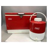 Red Coleman Cooler & Insulated Water Jug
