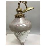 Teardrop-Shaped Glass Shade & Light Fixture