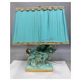 MCM Ceramic Turquoise Knight on Horse Lamp