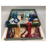 Glass Top Jewelry Box with Costume Jewelry