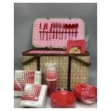 Vintage Picnic Basket with Accessories