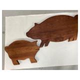 Two Wooden Pig Home Decor Collectibles