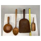 Assorted Vintage Wooden Spoons & Scoops
