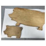 Two Handmade Wooden Pig Cutting Boards