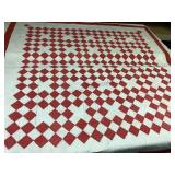 Vintage Handmade Triple Irish Chain Pattern Quilt