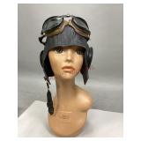 Vintage U.S. Navy Leather Pilot Helmet & Goggles