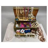 Vintage Jewelry Box with Costume Jewelry