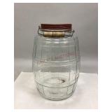 Vintage Glass Barrel Jar with Handle