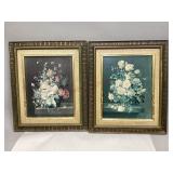 Pair of Vintage Floral Still Life Art Prints