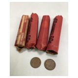 Four Rolls of Unresearched Wheat Pennies