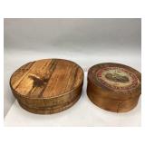 Two Rustic Wooden Cheese Boxes