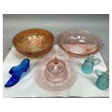Assorted Carnival & Depression Glass Home Decor