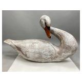 Vintage Handcrafted Wooden Swan Sculpture