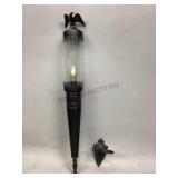 Metal Wall Sconce, Glass Shade & Eagle Finial