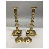 Two Sets of Brass Candlesticks