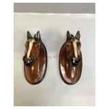 Pair of Vintage Ceramic Horse Head Wall Vases