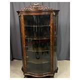 Oak Man of the North Carved Curved Glass Curio