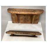 Two Vintage Handmade Wooden Shelves