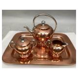Vintage Viking Copper/MS Co. Tray & Tea Set