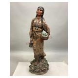 Vintage Chalkware Native American Woman Statue
