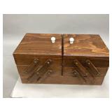 Vintage Wooden Accordion Sewing Box