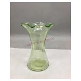Antique Uranium Glass Ruffled Top Vase