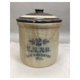 Vintage Lidded ES&B 2-Gallon Stoneware Crock
