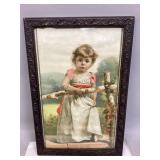 Vintage Framed Lithograph "Little Doris"